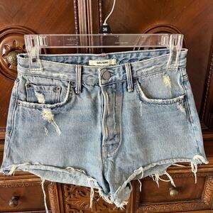 GRLFRND Cindy High-Rise Button Fly Cut Off Jean You Need Me More Denim Shorts